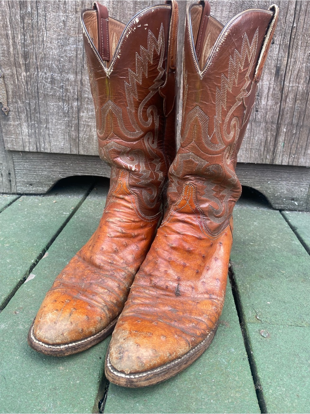 Lucchese tan and brown leather cowboy boots Size 10
